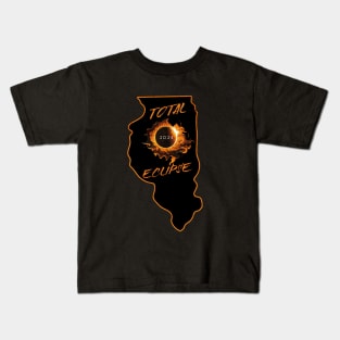 Total Eclipse 2024 Illinois Kids T-Shirt